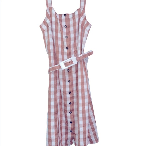 Modcloth checkered dresss with belt button down size small - Picture 3 of 6